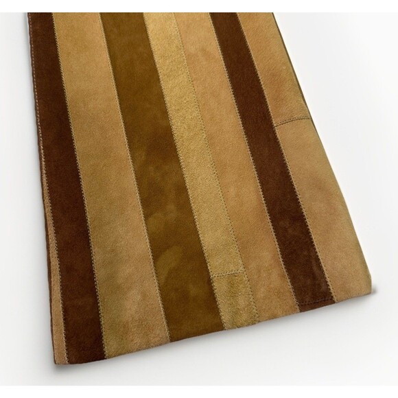 Vintage Escada Patchwork Suede Pants 70s Flare Boho Festival Leather Size M WOW - Picture 6 of 10